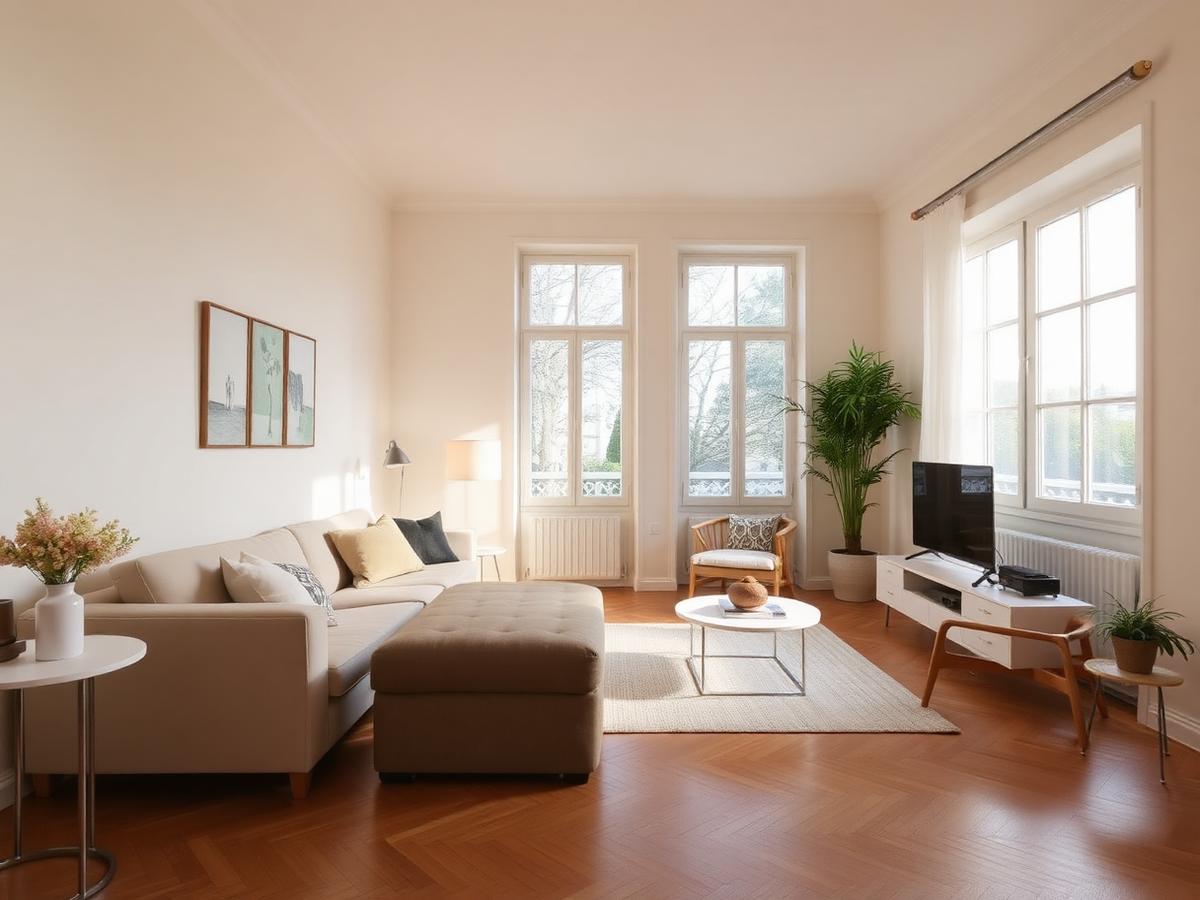 Salon lumineux d'un appartement adapté et accueillant
